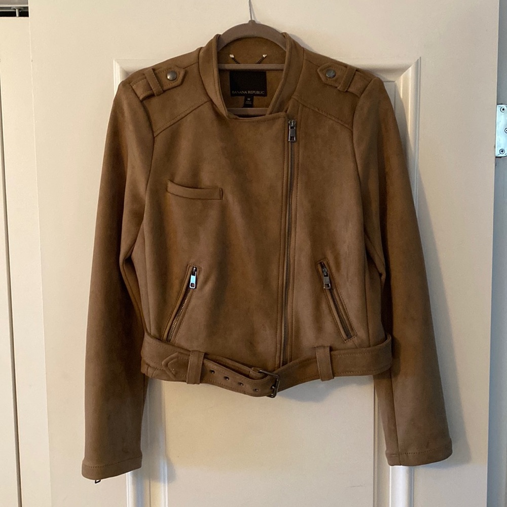 Faux suede moto jacket